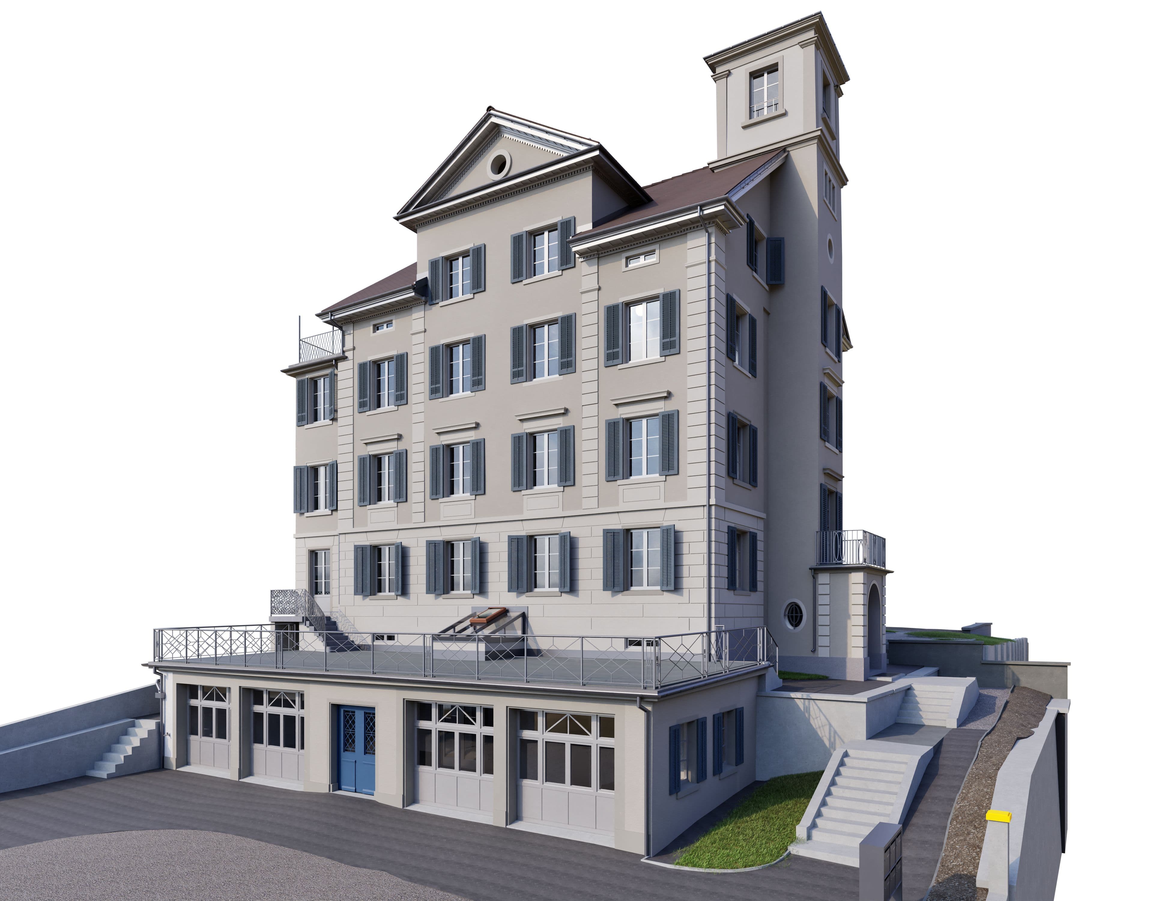 Gebäudevermessung einer Villa in Zürich als 3D-Bestandsmodell auf Basis von 3D-Laserscanning für Planung im Bestand durch VDE