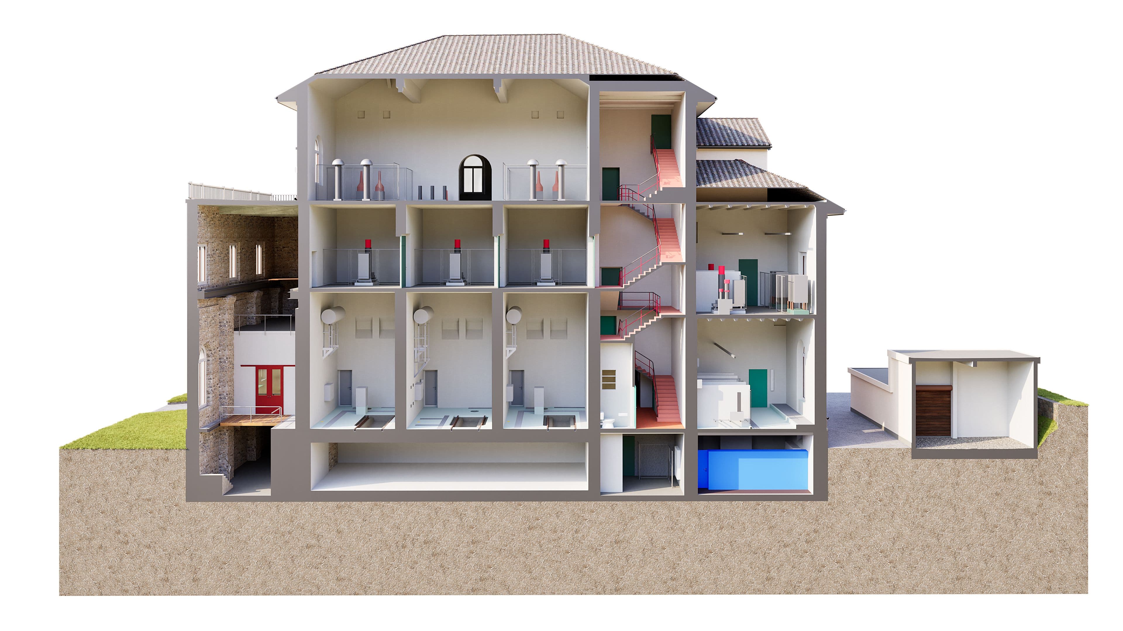 3D-Schnitt eines Areals im Tessin, modelliert aus Punktwolken als verlässliche Grundlage für Analyse, Planung und Koordination durch VDE