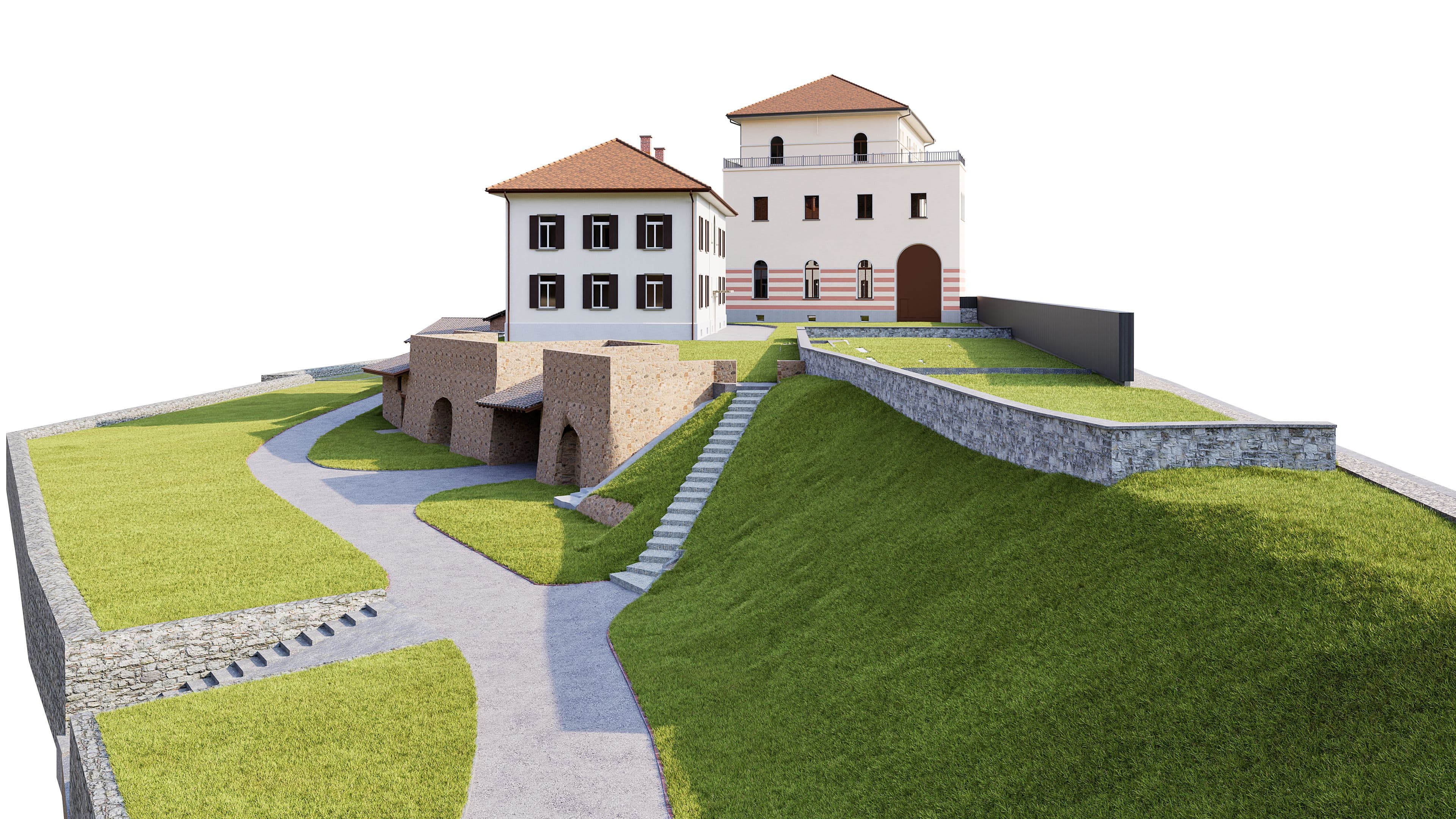 3D-Bestandsmodell eines Areals im Tessin aus präziser Arealvermessung mittels 3D-Laserscanning als Grundlage für Planung und Entwicklung durch VDE