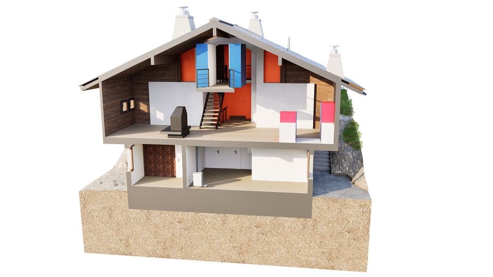 3D-Darstellung eines Schnittmodells eines Hauses für SEO und Zugänglichkeit.