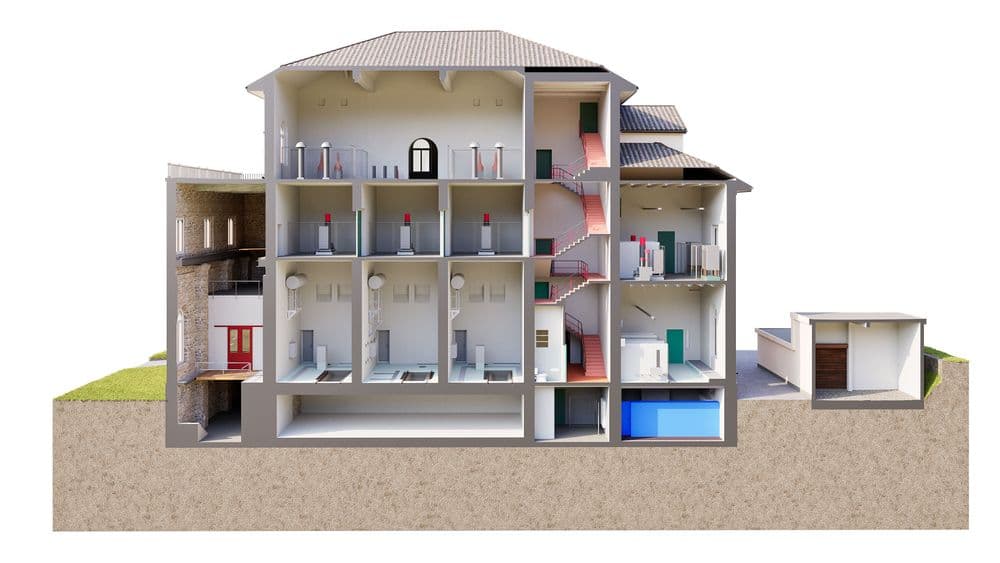 3D-Schnitt eines Areals im Tessin, modelliert aus Punktwolken als verlässliche Grundlage für Analyse, Planung und Koordination durch VDE